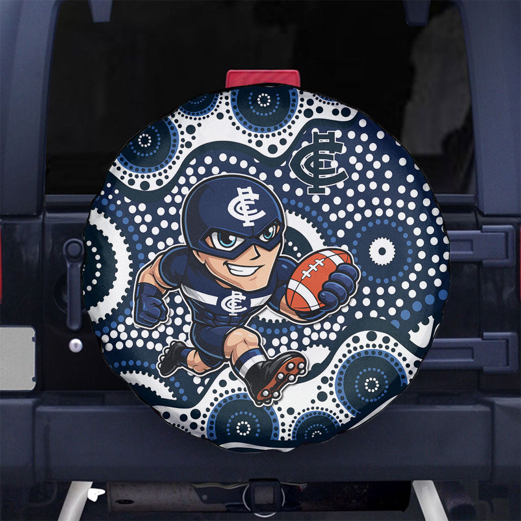 Carlton Blues Spare Tire Cover Aboriginal Dot Pattern - Football Mascot Heritage Pride