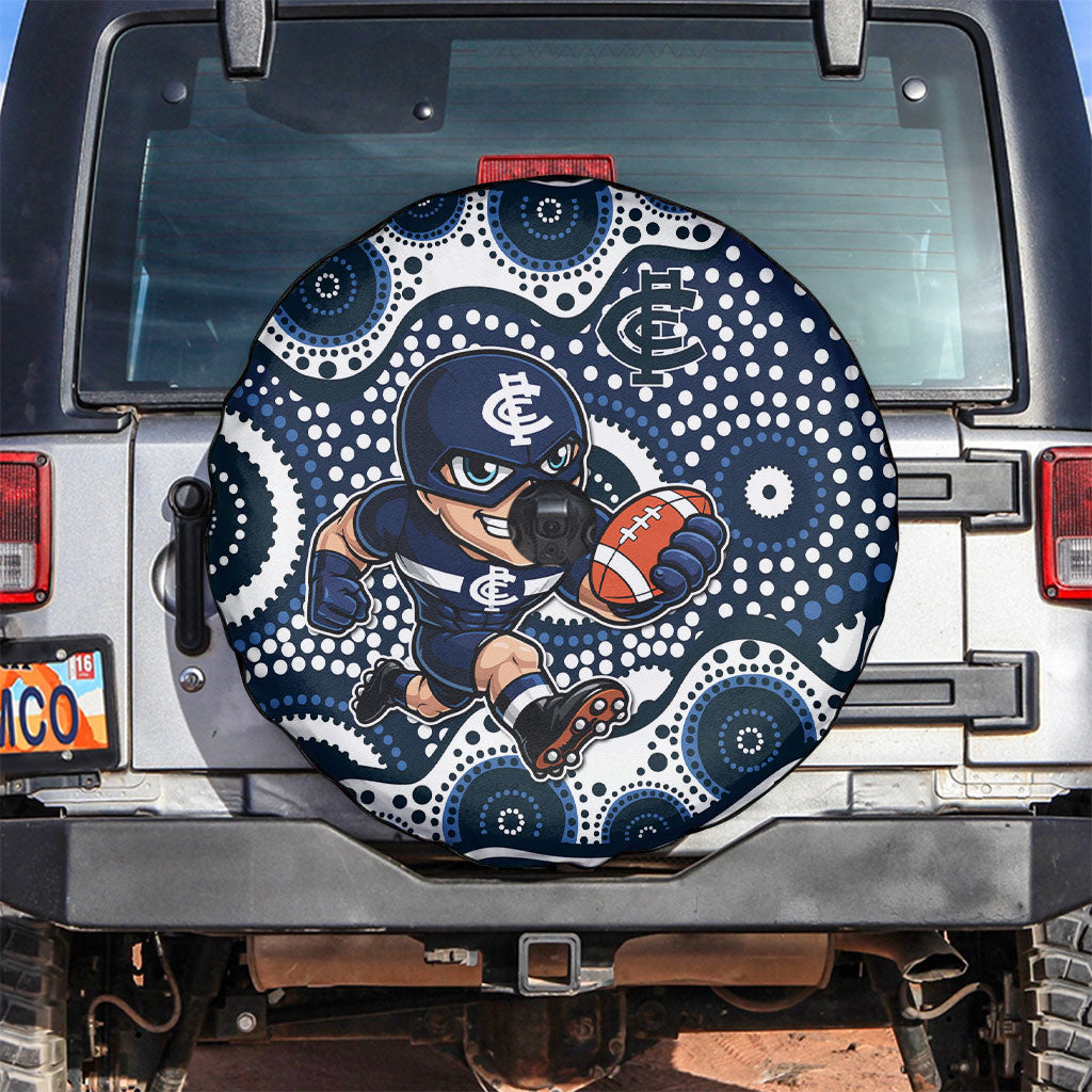 Carlton Blues Spare Tire Cover Aboriginal Dot Pattern - Football Mascot Heritage Pride
