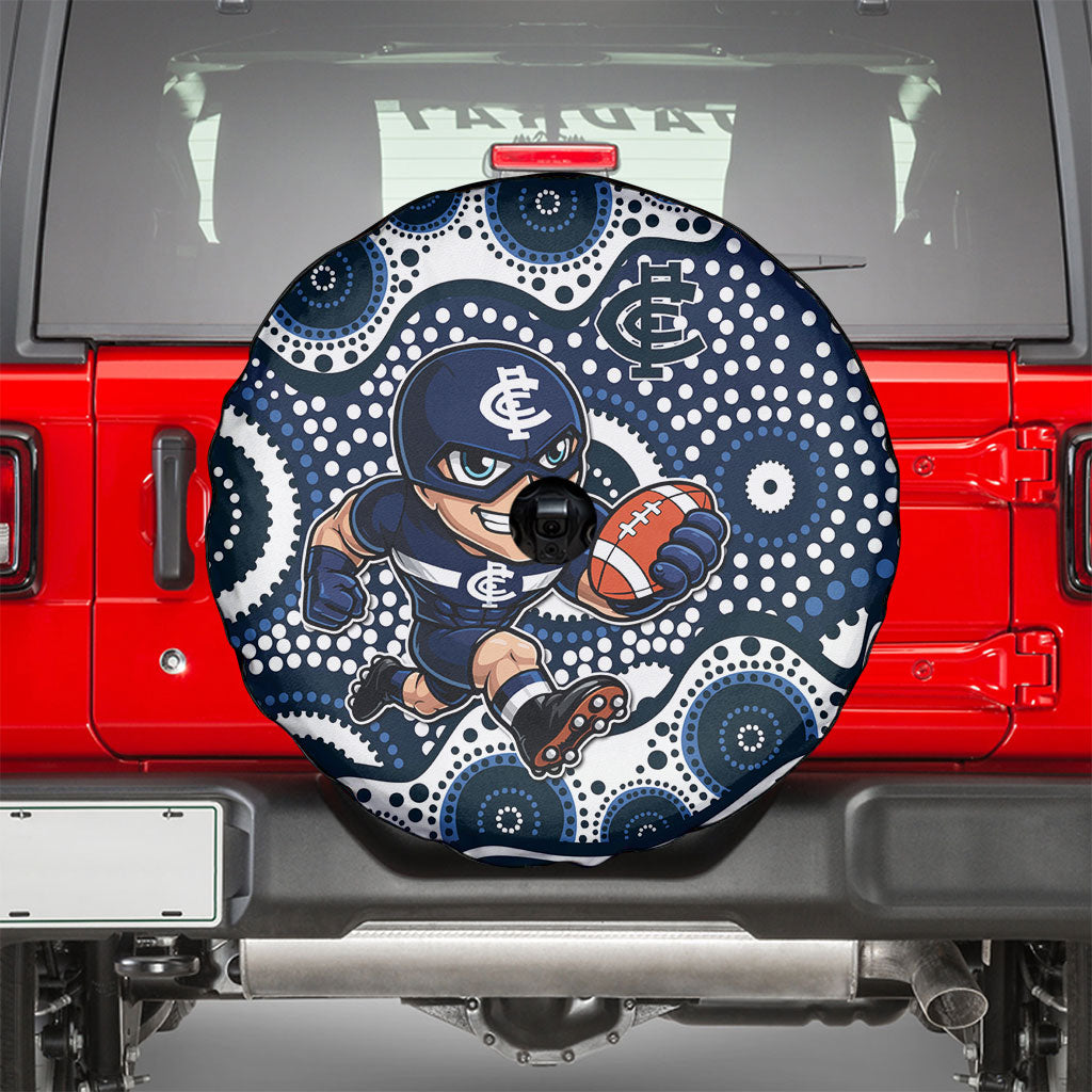 Carlton Blues Spare Tire Cover Aboriginal Dot Pattern - Football Mascot Heritage Pride