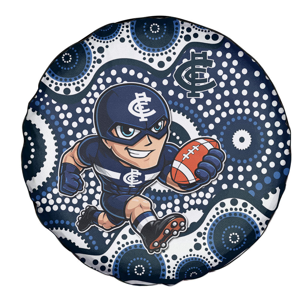 Carlton Blues Spare Tire Cover Aboriginal Dot Pattern - Football Mascot Heritage Pride