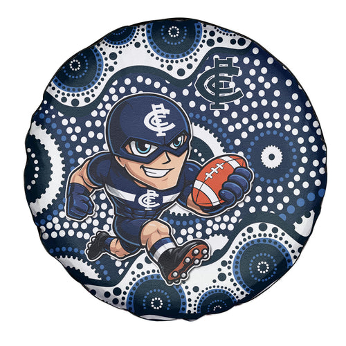 Carlton Blues Spare Tire Cover Aboriginal Dot Pattern - Football Mascot Heritage Pride