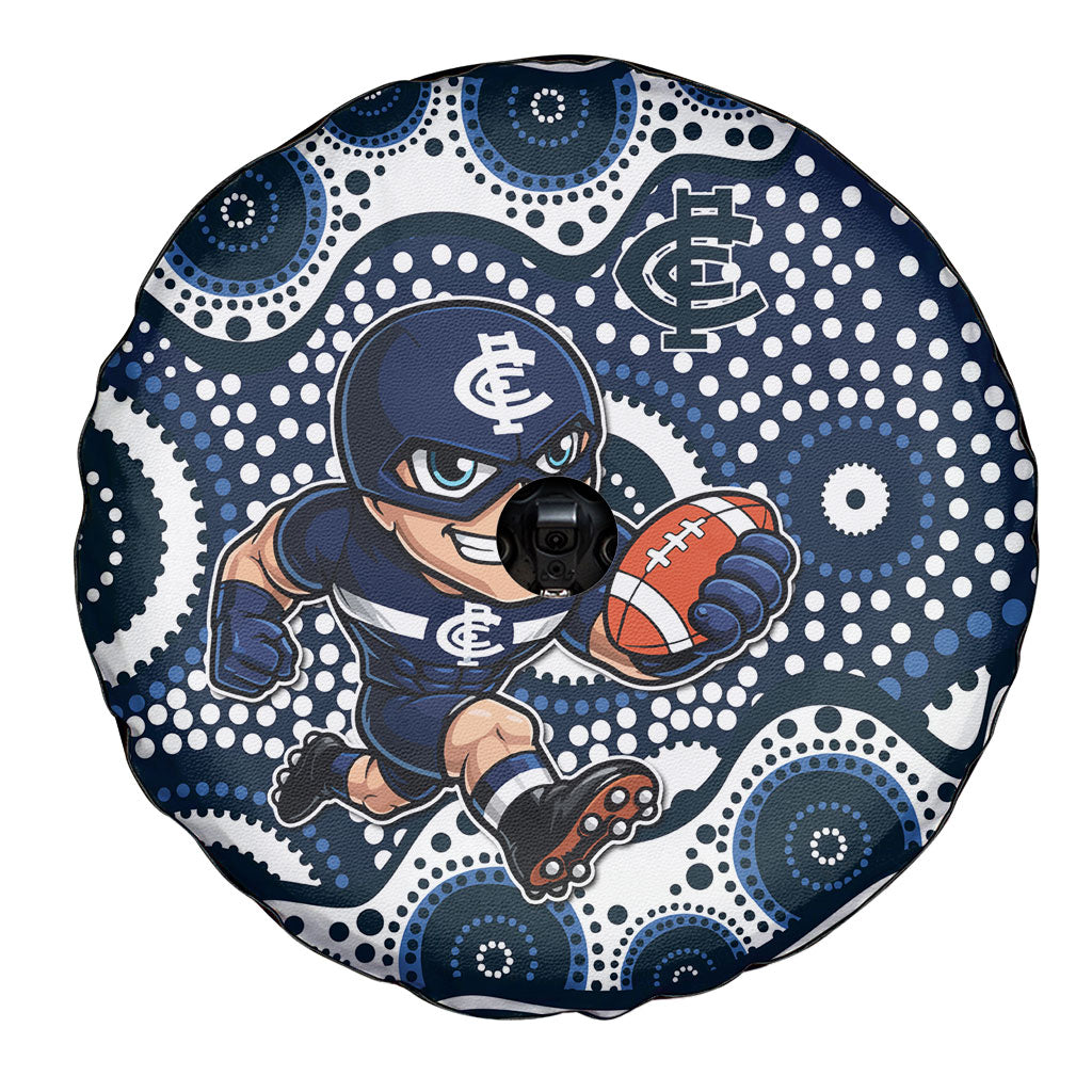 Carlton Blues Spare Tire Cover Aboriginal Dot Pattern - Football Mascot Heritage Pride