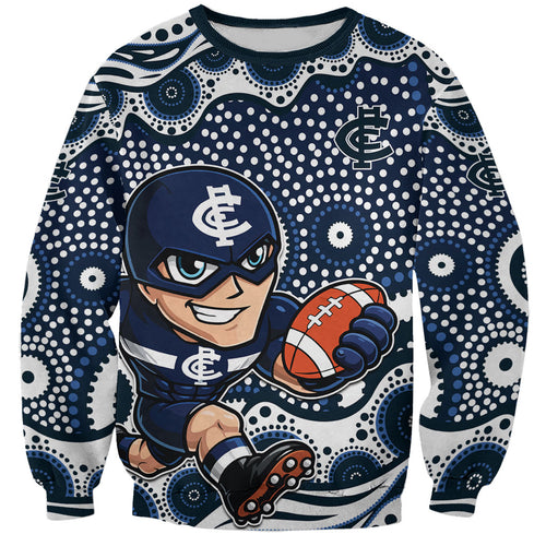 Carlton Blues Sweatshirt Aboriginal Dot Pattern - Football Mascot Heritage Pride
