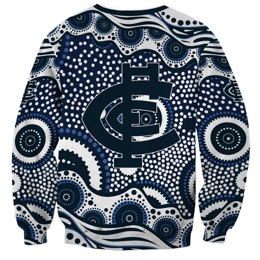Carlton Blues Sweatshirt Aboriginal Dot Pattern - Football Mascot Heritage Pride