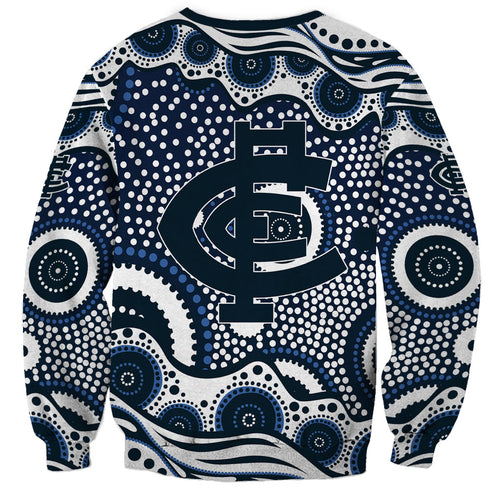 Carlton Blues Sweatshirt Aboriginal Dot Pattern - Football Mascot Heritage Pride
