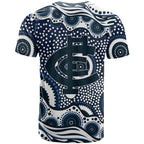 Carlton Blues T Shirt Aboriginal Dot Pattern - Football Mascot Heritage Pride