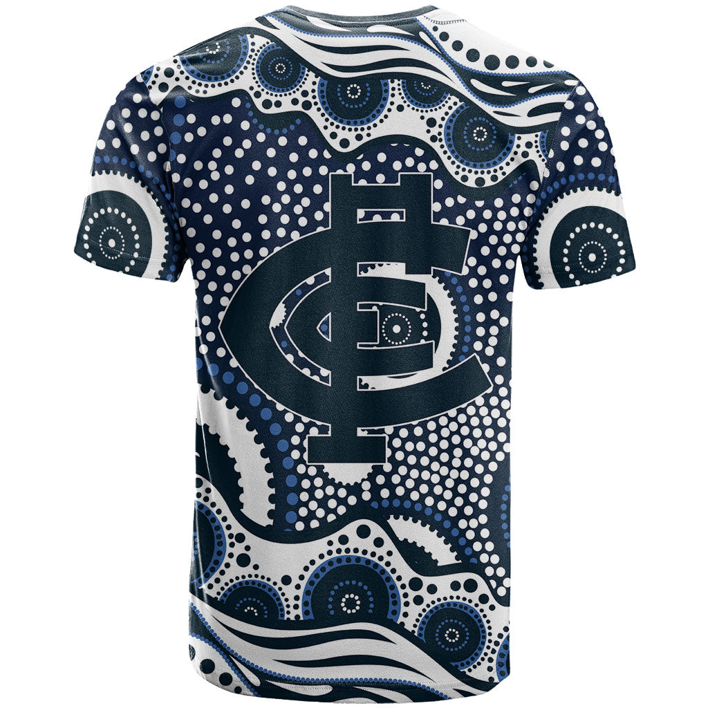 Carlton Blues T Shirt Aboriginal Dot Pattern - Football Mascot Heritage Pride