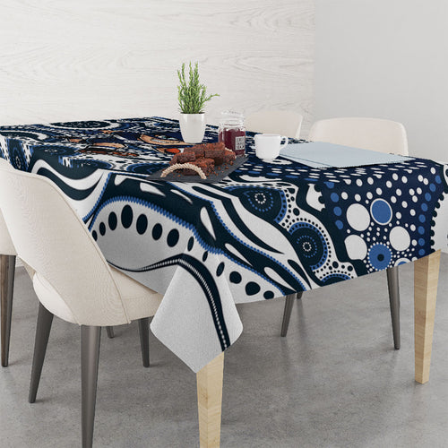 Carlton Blues Tablecloth Aboriginal Dot Pattern - Football Mascot Heritage Pride