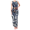 Carlton Blues Tank Maxi Dress Aboriginal Dot Pattern - Football Mascot Heritage Pride