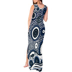 Carlton Blues Tank Maxi Dress Aboriginal Dot Pattern - Football Mascot Heritage Pride