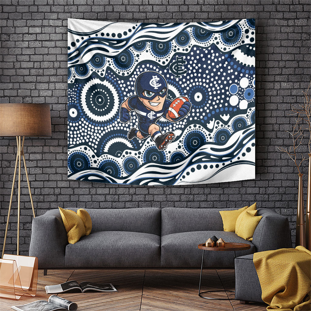 Carlton Blues Tapestry Aboriginal Dot Pattern - Football Mascot Heritage Pride