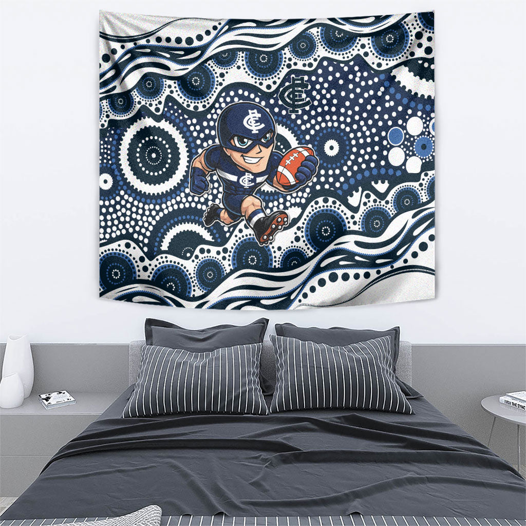 Carlton Blues Tapestry Aboriginal Dot Pattern - Football Mascot Heritage Pride