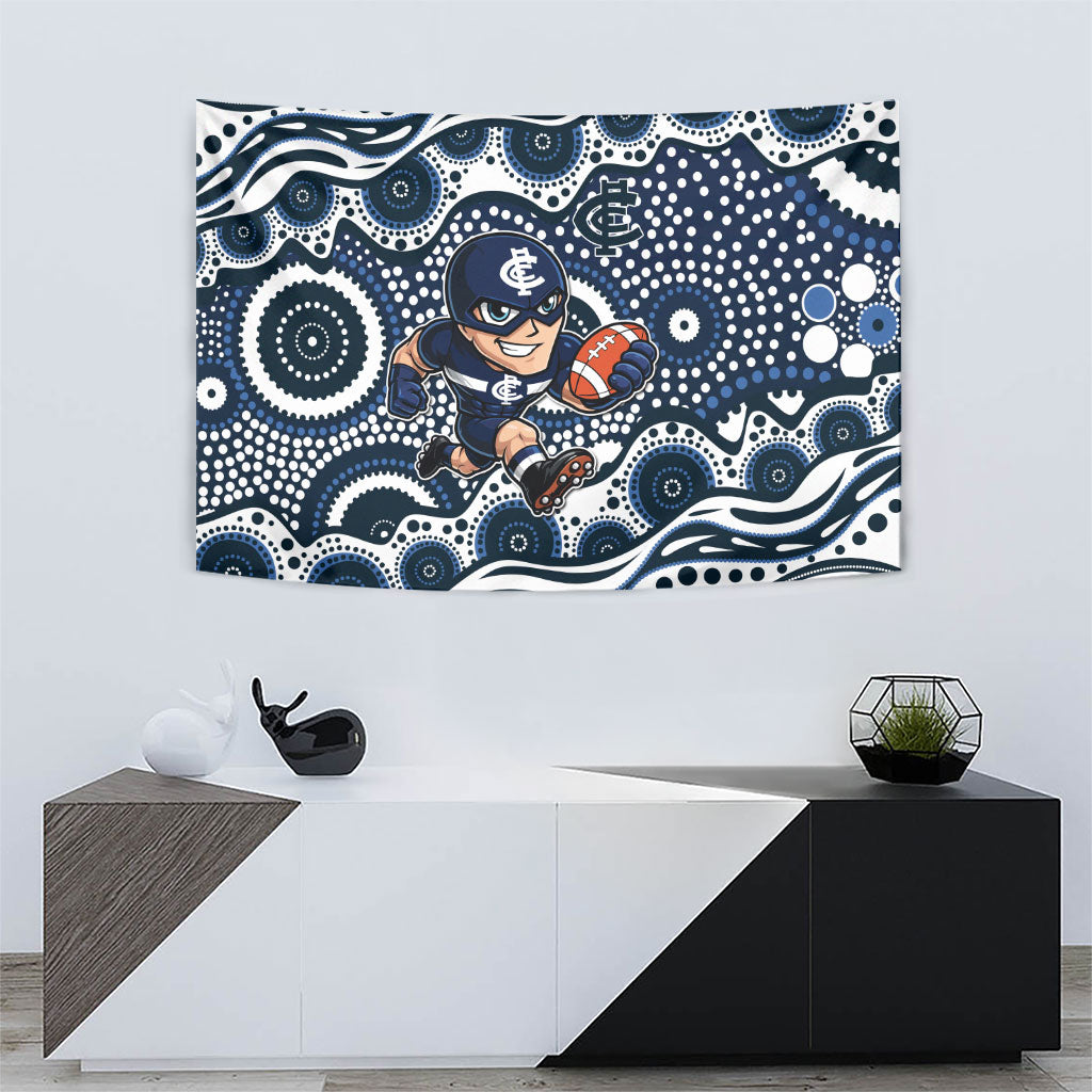 Carlton Blues Tapestry Aboriginal Dot Pattern - Football Mascot Heritage Pride