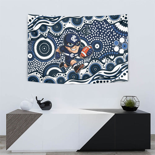 Carlton Blues Tapestry Aboriginal Dot Pattern - Football Mascot Heritage Pride