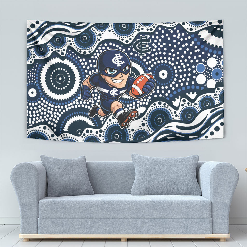 Carlton Blues Tapestry Aboriginal Dot Pattern - Football Mascot Heritage Pride