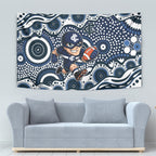 Carlton Blues Tapestry Aboriginal Dot Pattern - Football Mascot Heritage Pride
