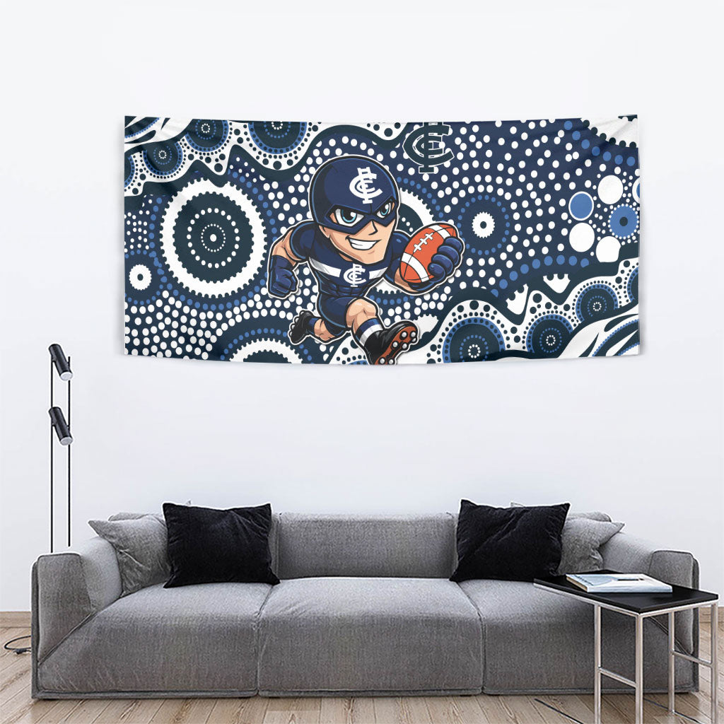 Carlton Blues Tapestry Aboriginal Dot Pattern - Football Mascot Heritage Pride
