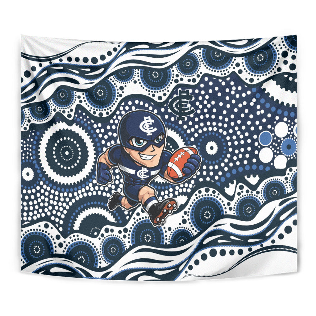 Carlton Blues Tapestry Aboriginal Dot Pattern - Football Mascot Heritage Pride