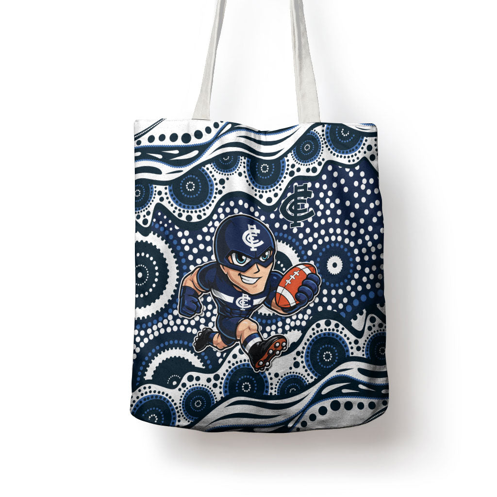 Carlton Blues Tote Bag Aboriginal Dot Pattern - Football Mascot Heritage Pride