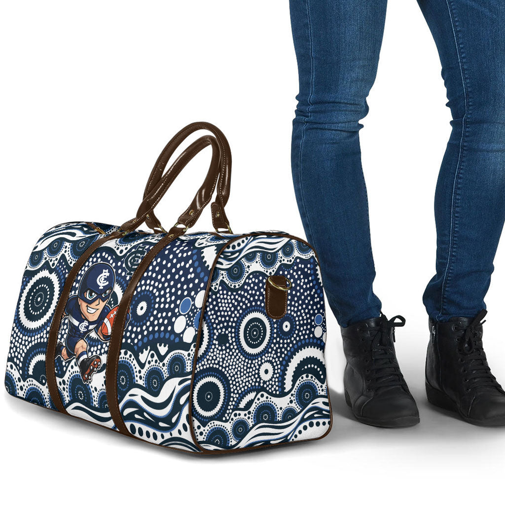 Carlton Blues Travel Bag Aboriginal Dot Pattern - Football Mascot Heritage Pride