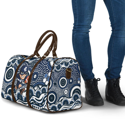 Carlton Blues Travel Bag Aboriginal Dot Pattern - Football Mascot Heritage Pride