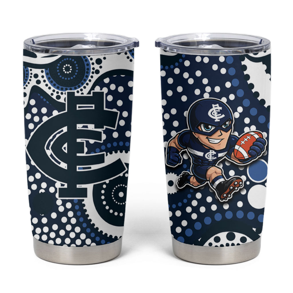 Carlton Blues Tumbler Cup Aboriginal Dot Pattern - Football Mascot Heritage Pride