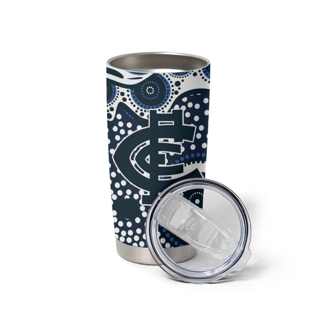 Carlton Blues Tumbler Cup Aboriginal Dot Pattern - Football Mascot Heritage Pride