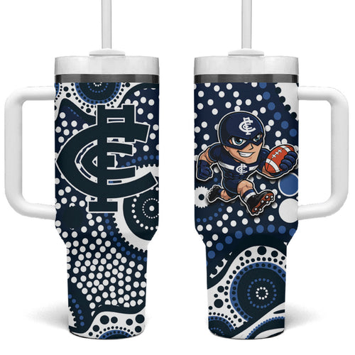 Carlton Blues Tumbler With Handle Aboriginal Dot Pattern - Football Mascot Heritage Pride