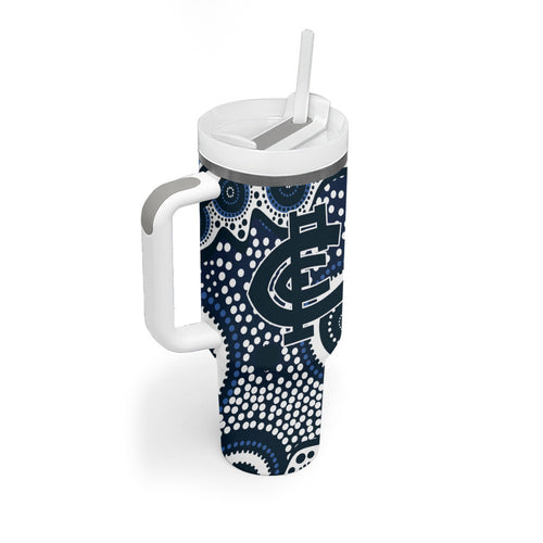 Carlton Blues Tumbler With Handle Aboriginal Dot Pattern - Football Mascot Heritage Pride