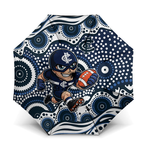 Carlton Blues Umbrella Aboriginal Dot Pattern - Football Mascot Heritage Pride