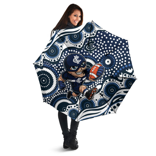 Carlton Blues Umbrella Aboriginal Dot Pattern - Football Mascot Heritage Pride