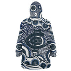 Carlton Blues Wearable Blanket Hoodie Aboriginal Dot Pattern - Football Mascot Heritage Pride