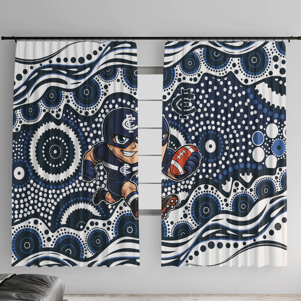 Carlton Blues Window Curtain Aboriginal Dot Pattern - Football Mascot Heritage Pride