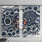 Carlton Blues Window Curtain Aboriginal Dot Pattern - Football Mascot Heritage Pride