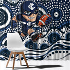 Carlton Blues Window Curtain Aboriginal Dot Pattern - Football Mascot Heritage Pride