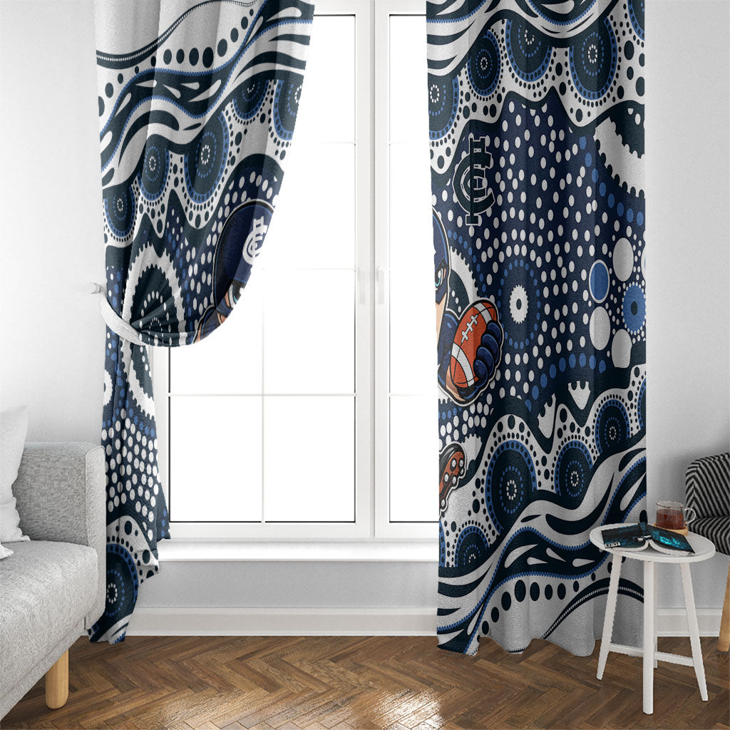 Carlton Blues Window Curtain Aboriginal Dot Pattern - Football Mascot Heritage Pride