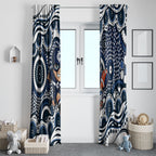 Carlton Blues Window Curtain Aboriginal Dot Pattern - Football Mascot Heritage Pride