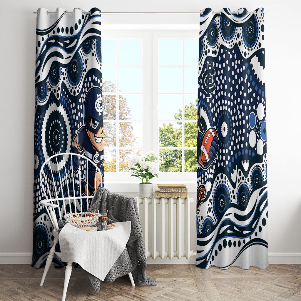 Carlton Blues Window Curtain Aboriginal Dot Pattern - Football Mascot Heritage Pride
