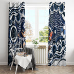 Carlton Blues Window Curtain Aboriginal Dot Pattern - Football Mascot Heritage Pride