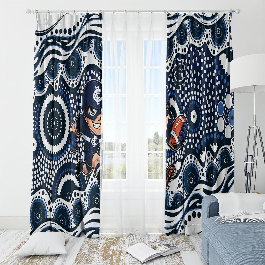 Carlton Blues Window Curtain Aboriginal Dot Pattern - Football Mascot Heritage Pride