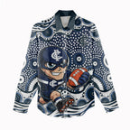Carlton Blues Women Casual Shirt Aboriginal Dot Pattern - Football Mascot Heritage Pride