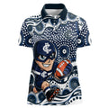 Carlton Blues Women Polo Shirt Aboriginal Dot Pattern - Football Mascot Heritage Pride