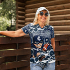 Carlton Blues Women Polo Shirt Aboriginal Dot Pattern - Football Mascot Heritage Pride