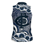 Carlton Blues Women Sleeveless Polo Shirt Aboriginal Dot Pattern - Football Mascot Heritage Pride
