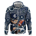 Carlton Blues Zip Hoodie Aboriginal Dot Pattern - Football Mascot Heritage Pride