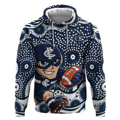 Carlton Blues Zip Hoodie Aboriginal Dot Pattern - Football Mascot Heritage Pride
