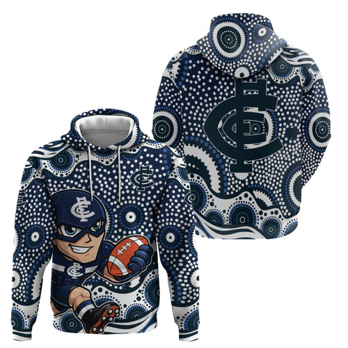 Carlton Blues Zip Hoodie Aboriginal Dot Pattern - Football Mascot Heritage Pride