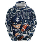 Carlton Blues Zip Hoodie Aboriginal Dot Pattern - Football Mascot Heritage Pride