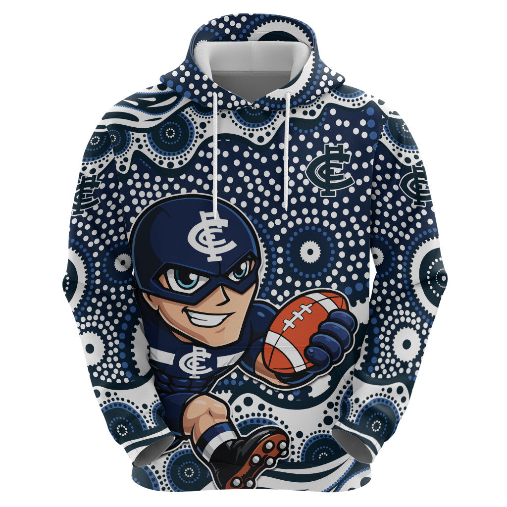 Carlton Blues Zip Hoodie Aboriginal Dot Pattern - Football Mascot Heritage Pride