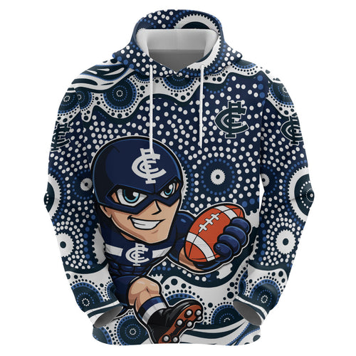 Carlton Blues Zip Hoodie Aboriginal Dot Pattern - Football Mascot Heritage Pride